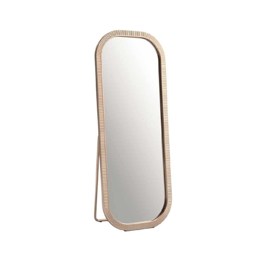 Elegant Full-Length Mirror with Decorative Frame and Stand