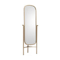 Modern Freestanding Arched Mirror with Gold Frame